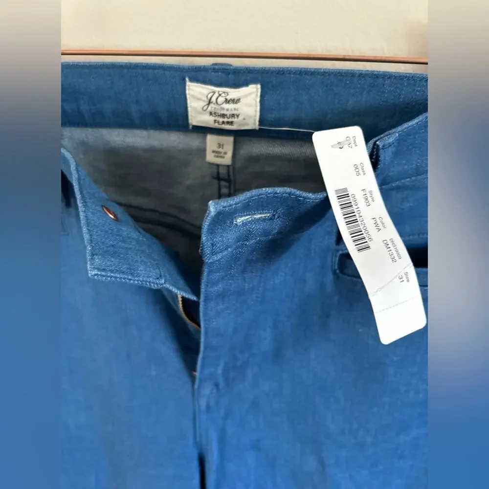 J.Crew Ashbury Flare Jeans Size 31 NWT High Rise Light Wash Stretch Denim
